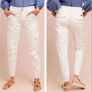Anthropologie Sanctuary  White Terrain Cropped Cargo Utility Pant Eyelet Detail